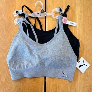 Puma Seamless 2 Pack Bra in black and grey heather size L